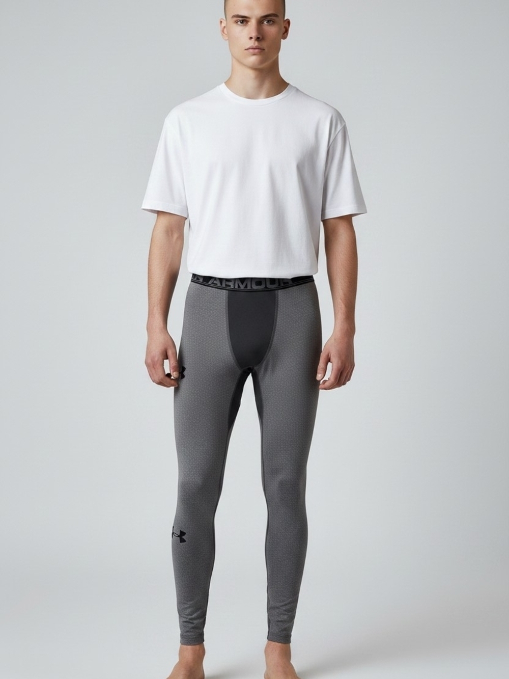 Under Armour ColdGear Compression Leggings Gray Base Layer Pants Men’s S